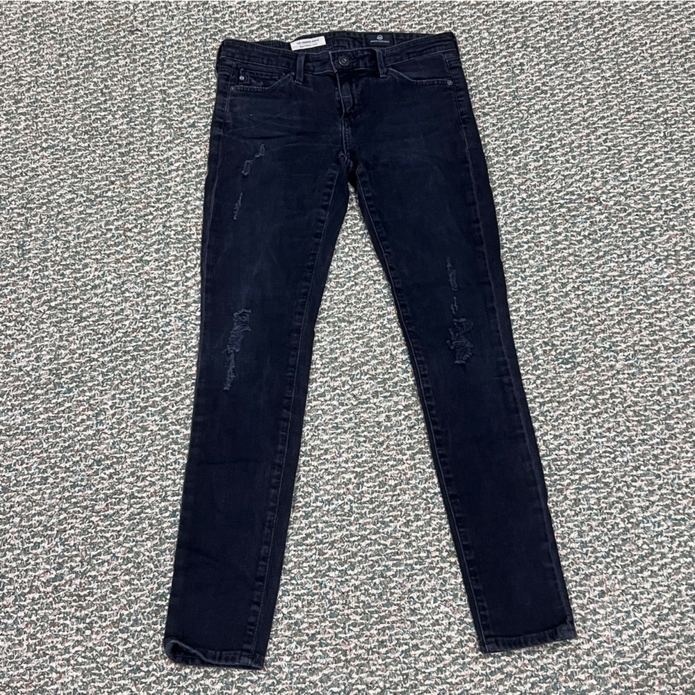 AG Adriano Goldschmied Black The Leggings Ankle Super Skinny Ankle Jeans Size 25